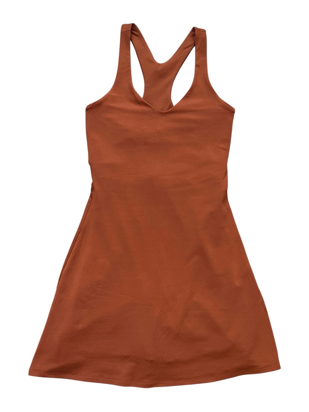 Girlfriend Collective Lola Float V-Neck Racerback Dress Mahogany Brown Women XS